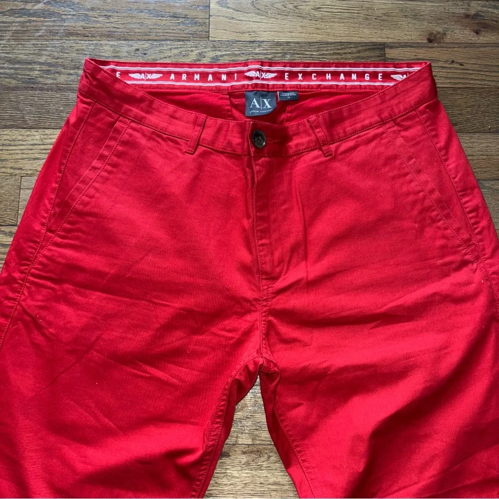 A|X Armani Exchange Men’s Red Pants 100% Cotton Size 33 - Picture 6 of 14